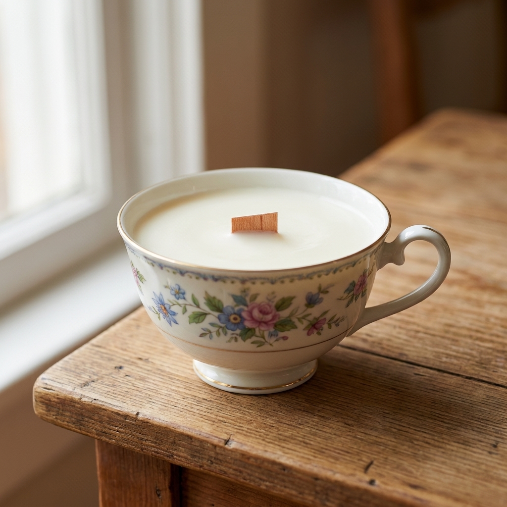 Crackling Wooden Wick Teacup Candles